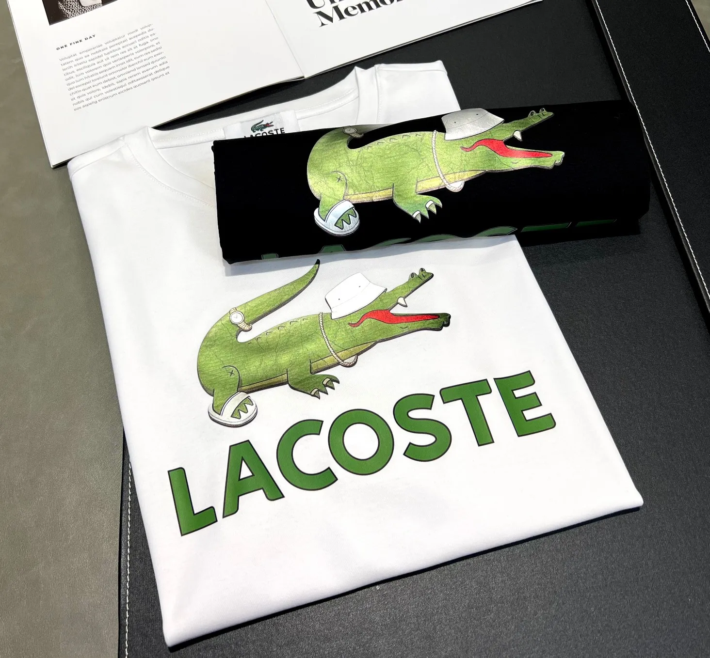 2026 New Arrival mercerized cotton spring and summer 200g short-sleeved T-shirt logo: LACOSTE Process: silicone Color: black/white Sizes: M-3XL